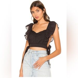 Lovers + Friends Sheena Top Revolve Black Small Ruffle Coquette Western